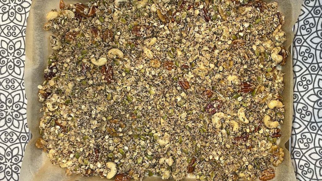 Granola Spread Out & Pressed Down