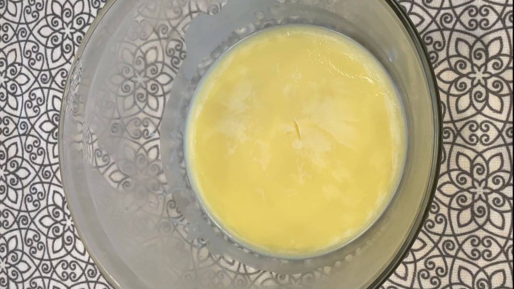 Whipped Tallow Balm Recipe - Step 5 (Once Solidified, Pull Tallow & Avocado Oil Mixture out of Refrigerator)
