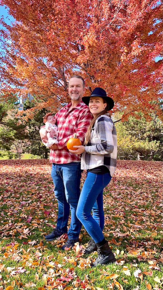 Halloween Family Photo with Rainbow Baby